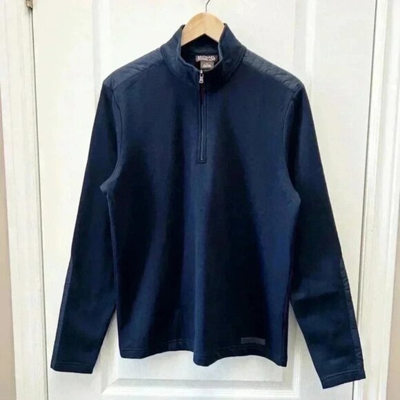 Michael Kors Mens Sweater 1/4 Zip Pullover Cotton Blend Navy Blue Size Medium - Picture 3 of 16